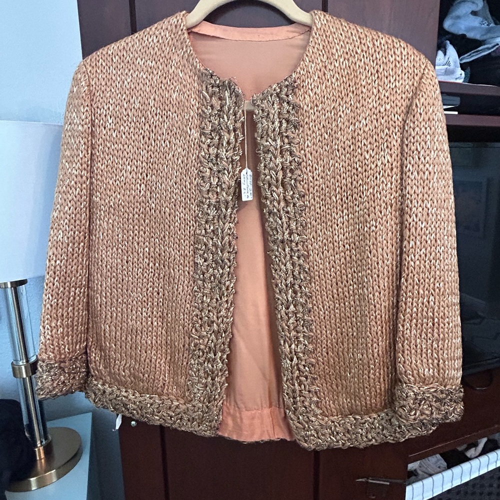 Custom Made in France Elegant Knit Open-Front Women’s Sweater Jacket 3/4 sleeve
